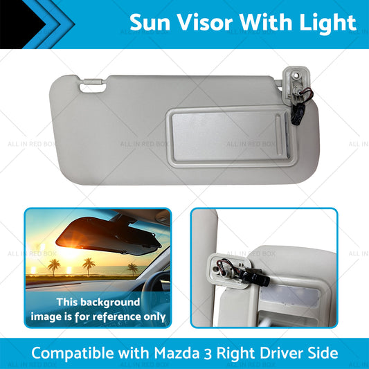 BBM369-270C-75 Right Driver Side Sun Visor With Light Suitable for Mazda 3 10-13