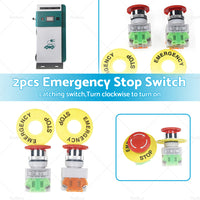 2Pcs Emergency Stop Button Shut Off Push Button Switch Red Mushroom