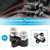 5 or 16 inch  12V-24V M8 Bus Bar Terminal Blocks Negative Positive Distribution Stud