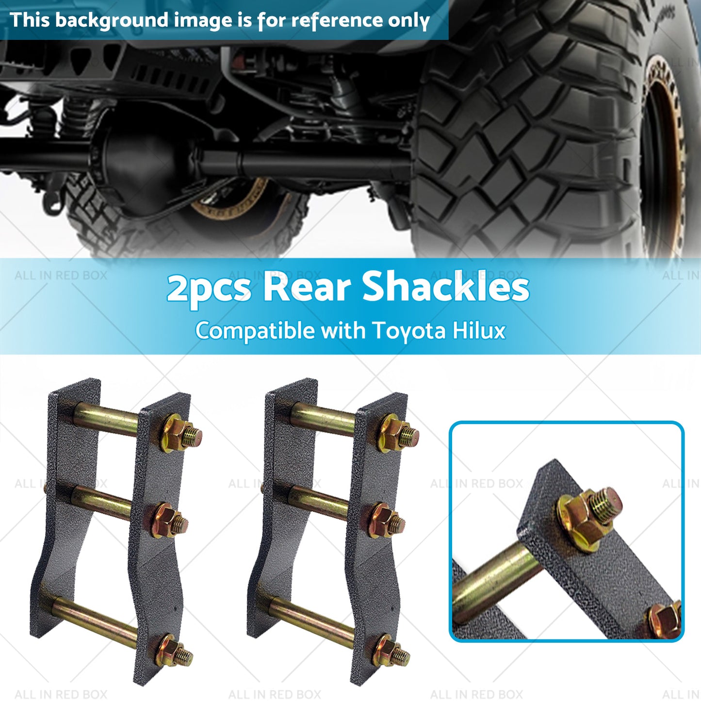 2x Rear Extended Greasable Shackles 2 inch  50mm Lift Suitable For Toyota Hilux KUN26