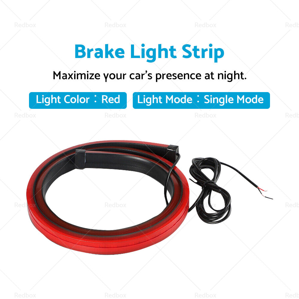 1M Red LED Car High Mount Third Brake Stop Rear Tail Light Bar Strip Universal