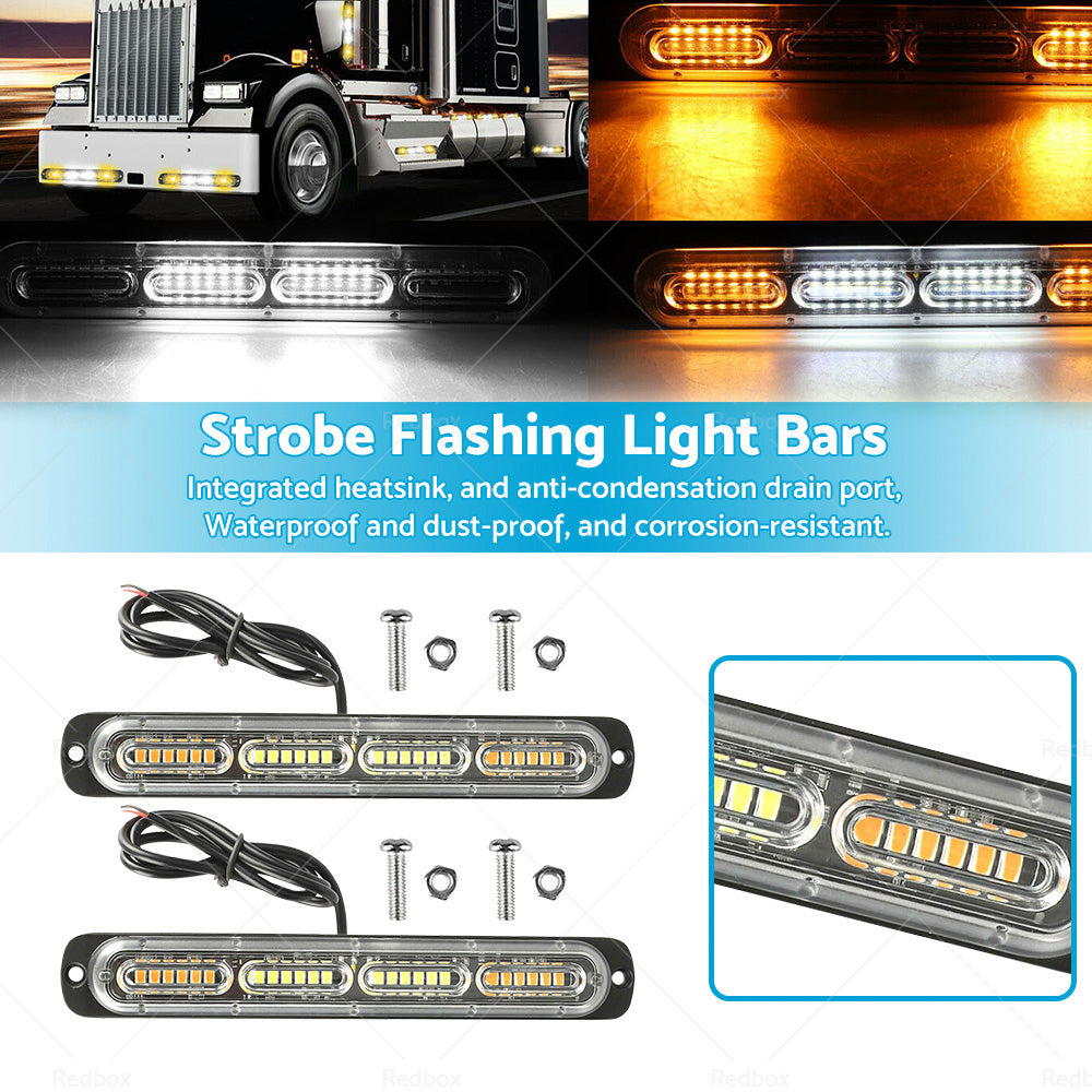 2x 48 LED Amber Recovery Strobe Flashing Grille Lightbar Lamp Truck Beacon Light