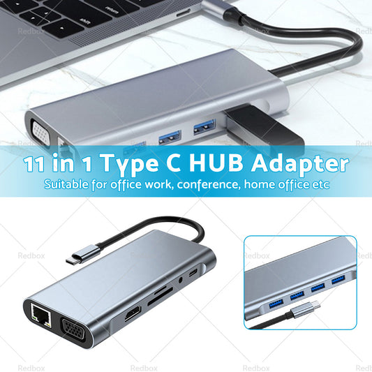 11in1 USB-C Type C HDMI USB 3. 0 HUB Adapter Compatible with MacBook Pro iPad Pro