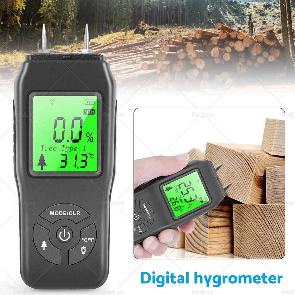 2-Pin Digital LCD Moisture Meter Damp Detector Wood Humidity CaravanTester Tool