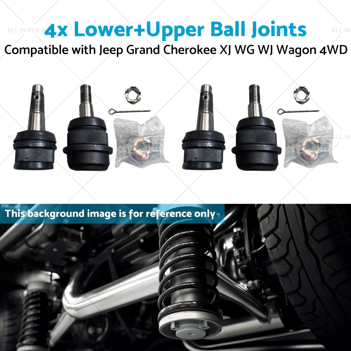 4x LowerUpper Ball Joints Suitable for Jeep Grand Cherokee XJ WG WJ Wagon 4WD