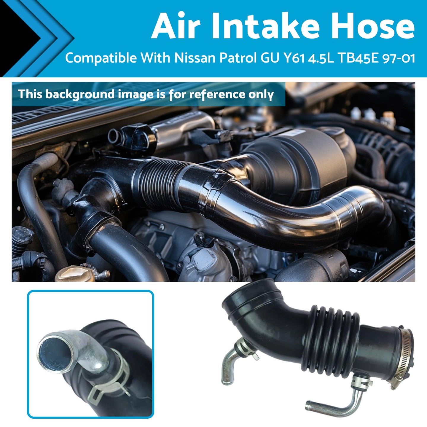 {{ Air Intake Hose Pipe Suitable For Nissan Patrol GU Y61 Petrol 4.5L TB45E 1997-01 }} - Buy Car Parts Online at {{ Kaka Auto Parts }}.