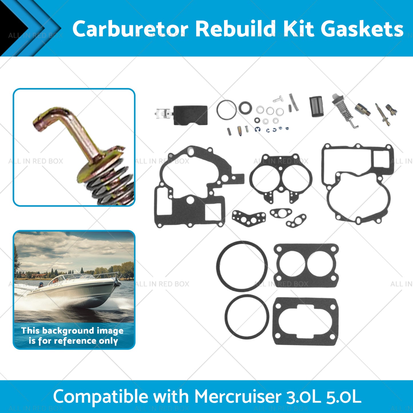 302-804844002 Carburetor Rebuild Kit Gaskets Suitable for Mercruiser 3. 0L 5. 0L