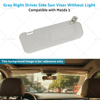 1x Gray Right Driver Side Sun Visor Suitable for 10-13 Mazda 3 BBM369-270C-75