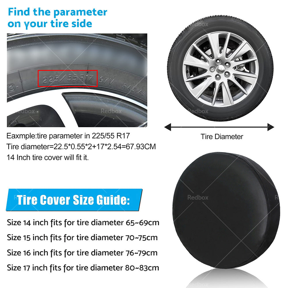 17 Inch Spare Wheel Cover Vinyl 4x4 Tire Covers for 80-83cm or 32 inch  Tyre Diameter