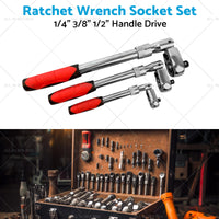 3x Ratchet Wrench Socket Set 1 4inch 3 8inch 1 2inch Handle Drive 72 Teeth Quick Release