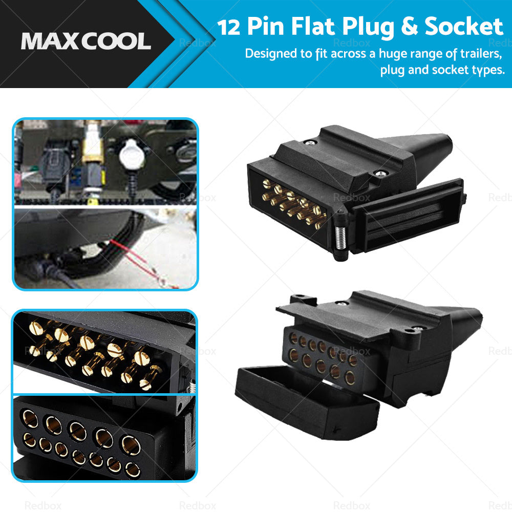 {{ Pair 12 Pin Plug and Socket Connectors Suitable For Trailer Camper Caravan 4WD }} - Buy Car Parts Online at {{ Kaka Auto Parts }}.