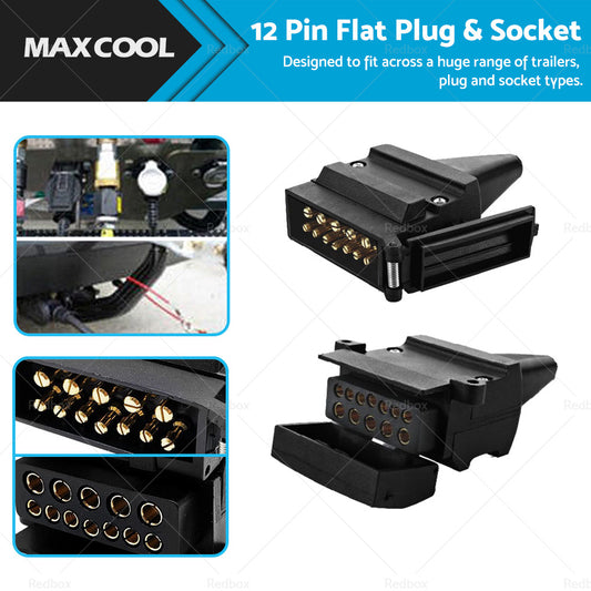 {{ Pair 12 Pin Plug and Socket Connectors Suitable For Trailer Camper Caravan 4WD }} - Buy Car Parts Online at {{ Kaka Auto Parts }}.