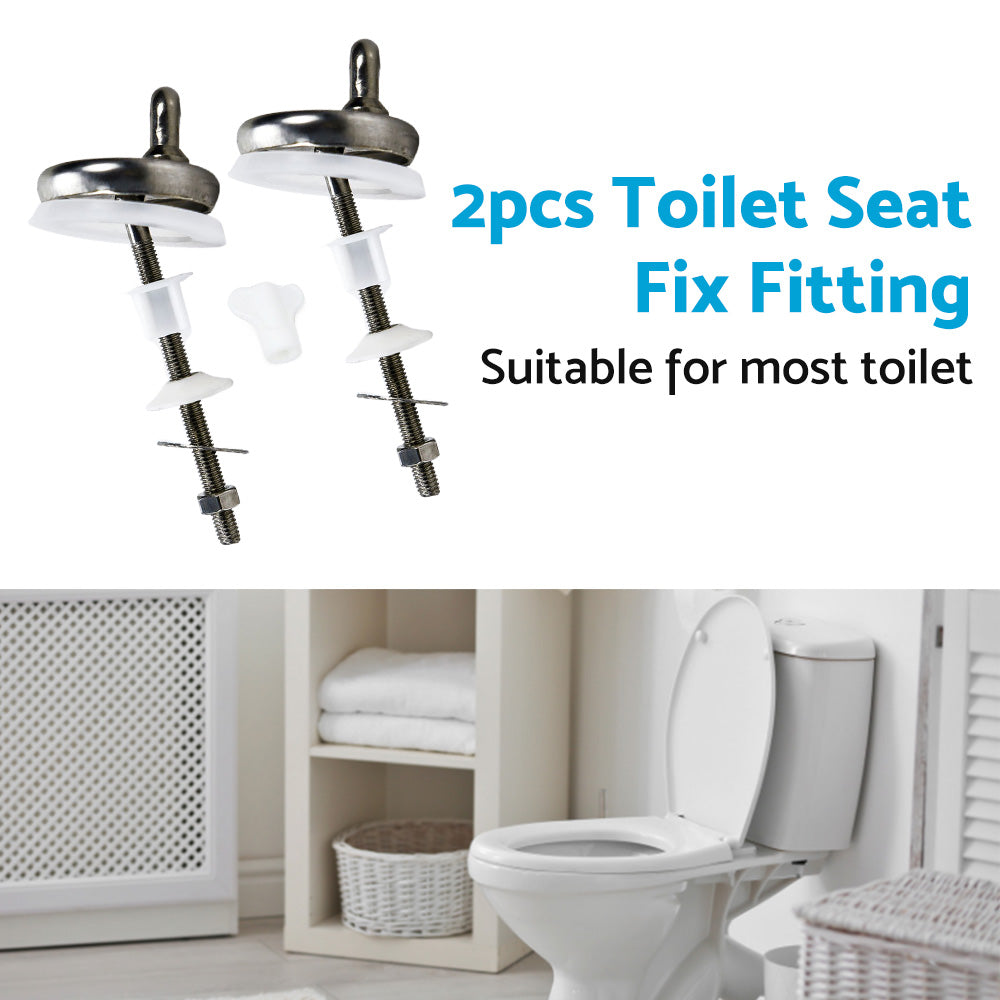 2PCS Toilet Seat Fix Fitting Stainless Back To Wall Replace Quick Release Hinges