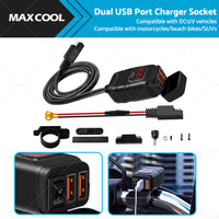 {{ Dual USB Port Motorcycle Fast Charger Socket LED Voltmeter Display ON OFF Switch }} - Buy Car Parts Online at {{ Kaka Auto Parts }}.