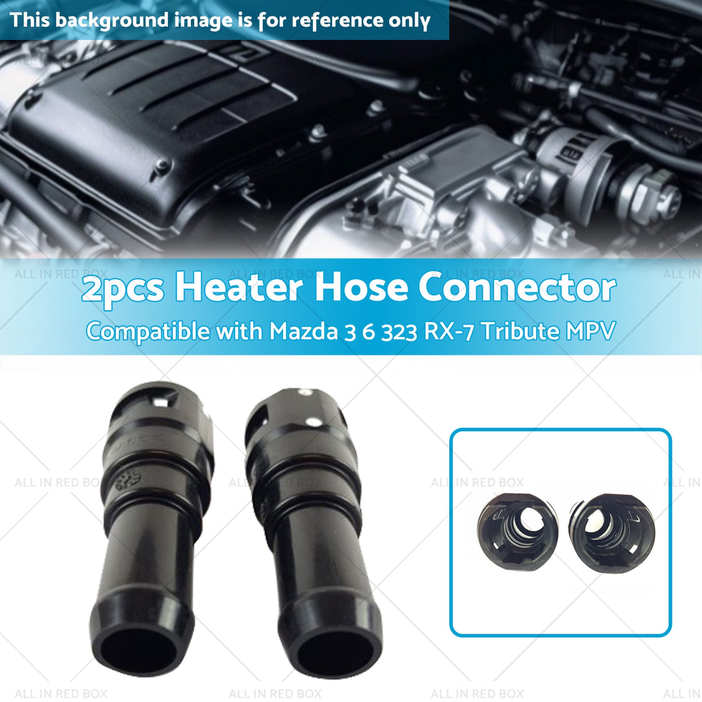 2x Heater Hose Connector B45561240A Suitable for Mazda 3 6 323 RX-7 Tribute MPV