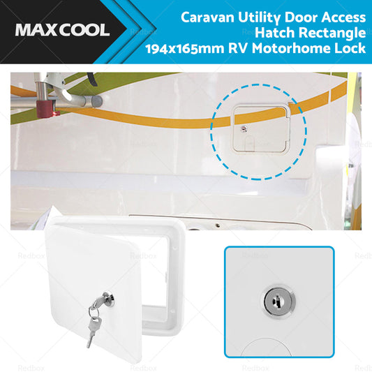 {{ Caravan Utility Door Access Hatch Rectangle 194x165mm RV Motorhome Lock }} - Buy Car Parts Online at {{ Kaka Auto Parts }}.