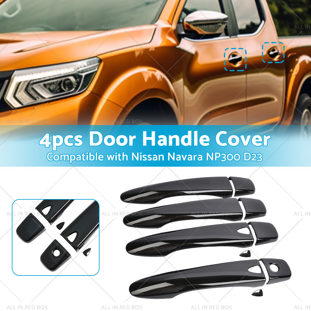 4PCS Black Door Handle Cover Suitable for Nissan Navara NP300 D23 2015-Onwards