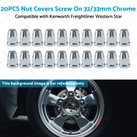 20x Nut Covers Screw Chrome 33mm Suitable for Kenworth Freightliner Western Star