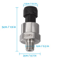 200PSI 5V Pressure Transducer Sender Sensor Stainless Steel for Air Oil Fuel AU