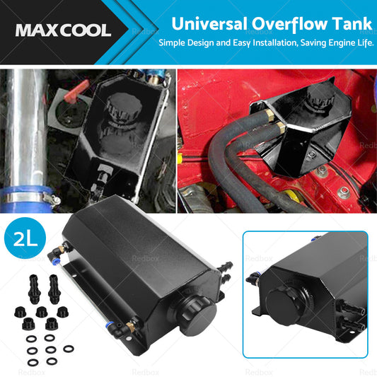 Universal 2L Coolant Radiator Overflow Recovery Water Tank Bottle Aluminum Black