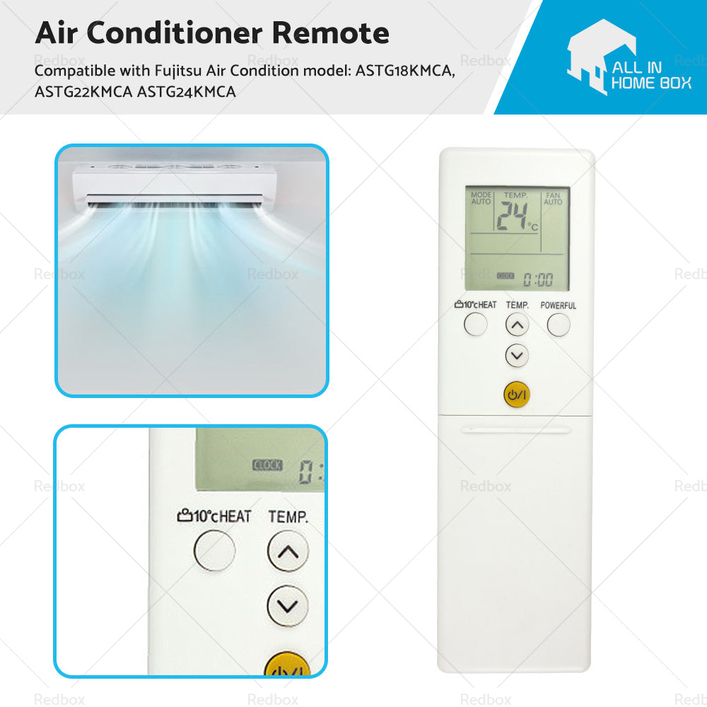 Air Con Remote Replacement Suitable for Fujitsu ASTG18KMCA ASTG22KMCA ASTG24KMCA