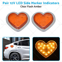 {{ Heart Pair 12V LED Side Marker Indicators Clear Flash Amber }} - Buy Car Parts Online at {{ Kaka Auto Parts }}.