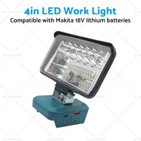 4in LED Work Light Suitable For Makita 18V Li-Ion Battery Workshop Flashlights