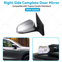 Door Mirror Suitable for Toyota Corolla ZRE182 12-18 Hatch Right Silver Heated