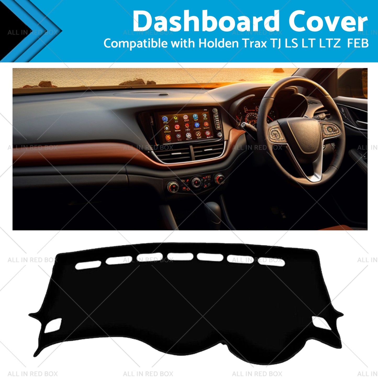 Non-Slip Dash Mat Suitablefor Holden Trax  TJ LS LT LTZ MY17 FEB 2017-2019 Black