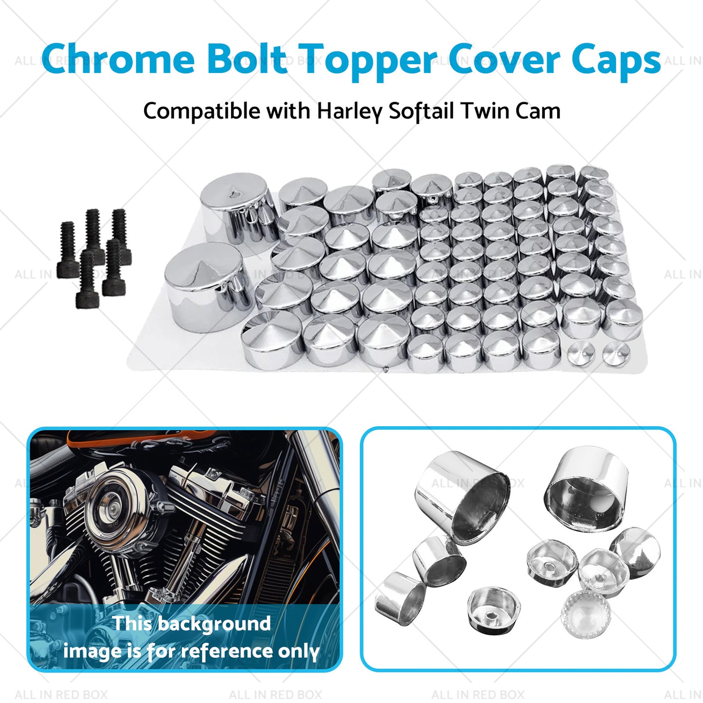 Chrome Bolt Topper Cover Caps Suitable for Harley Twin Cam Softail 07-13