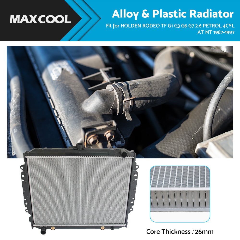 {{ RADIATOR FIT HOLDEN RODEO TF G1 G3 G6 G7 2. 6 PETROL 1987-1997 AUTO MANUAL }} - Buy Car Parts Online at {{ Kaka Auto Parts }}.
