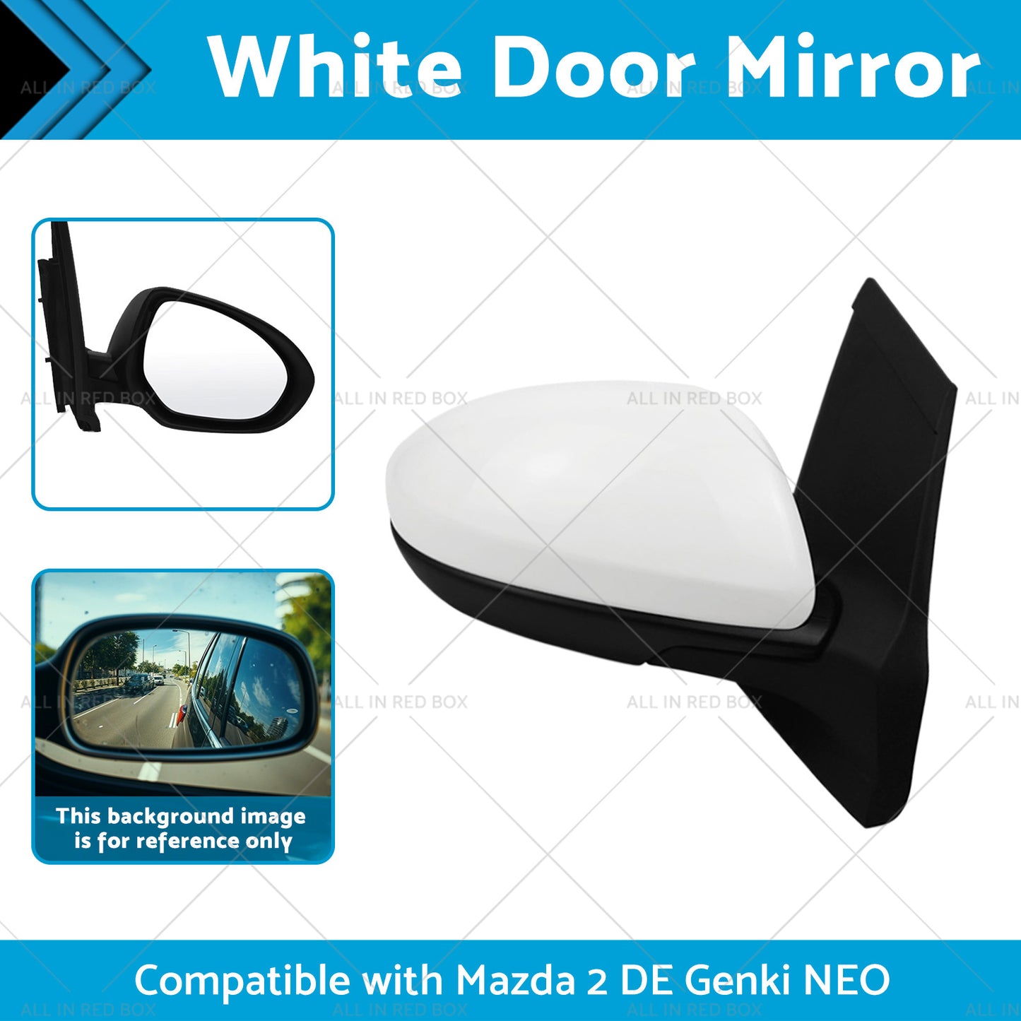 Right Side White Door Mirror Suitable for Mazda 2 DE Genki NEO MAXX 2007-2014