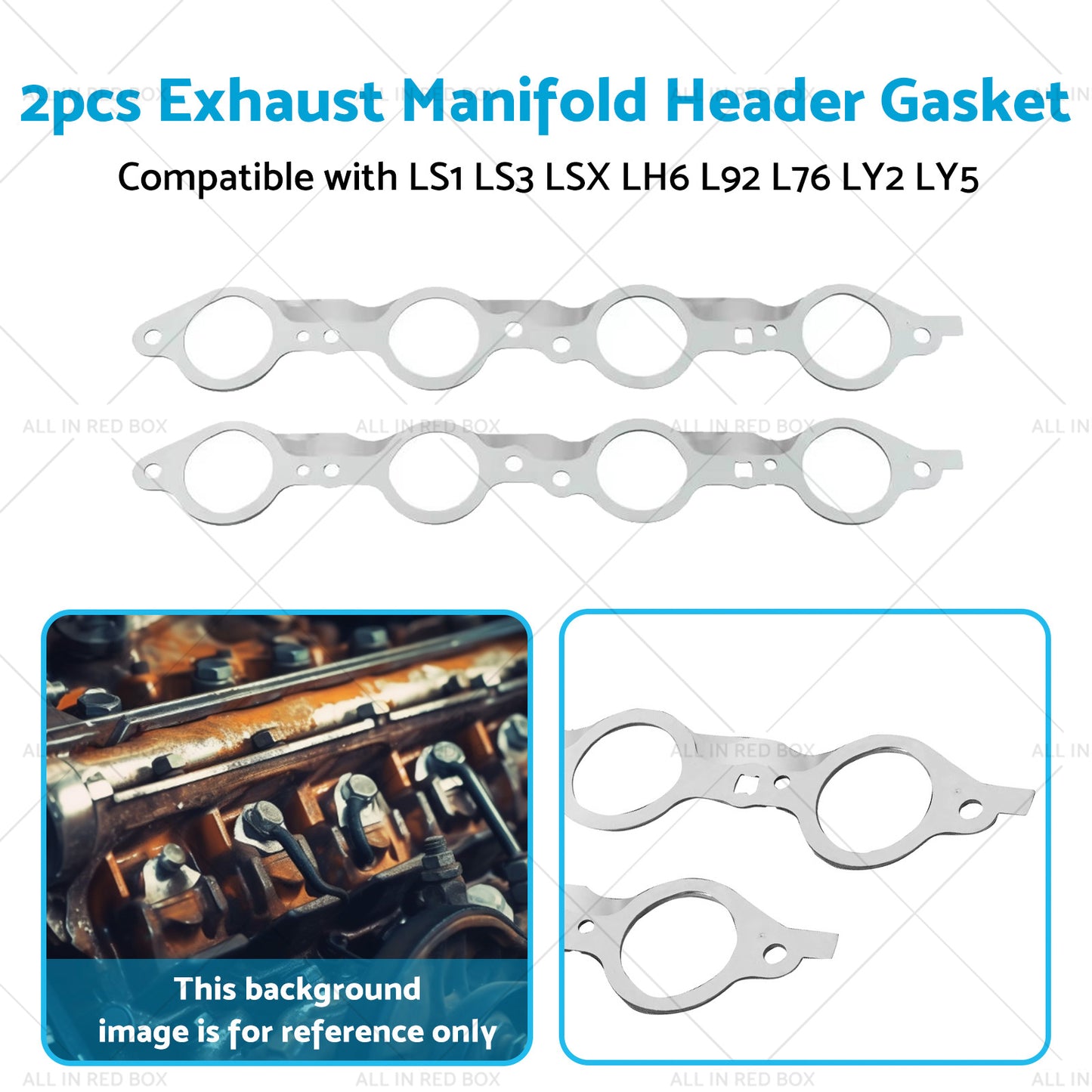 2PCS Exhaust Manifold Gasket Multi-Layer Steel Header Suitable For LS1 LS3 LSX