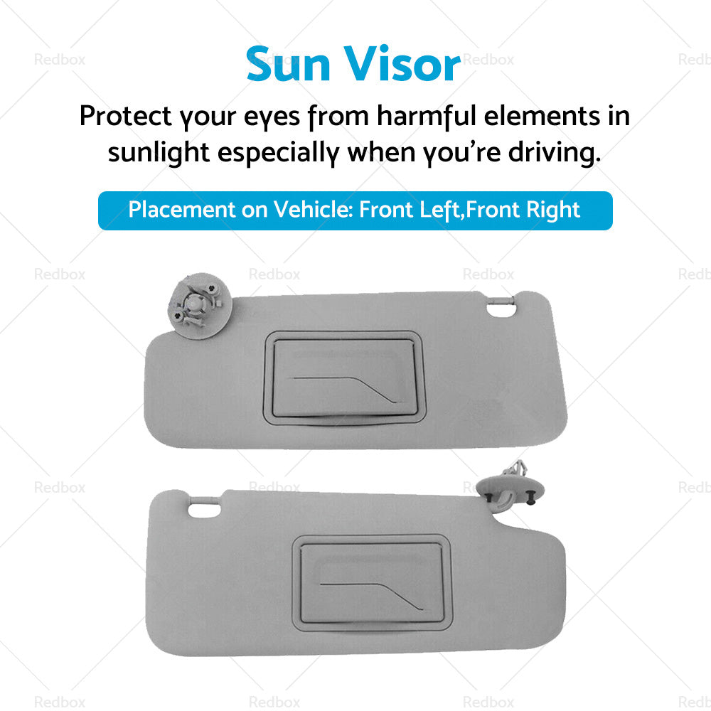 Pair Sun Visor Left Right Suitable For Holden Barina TM 2011-2018 Grey