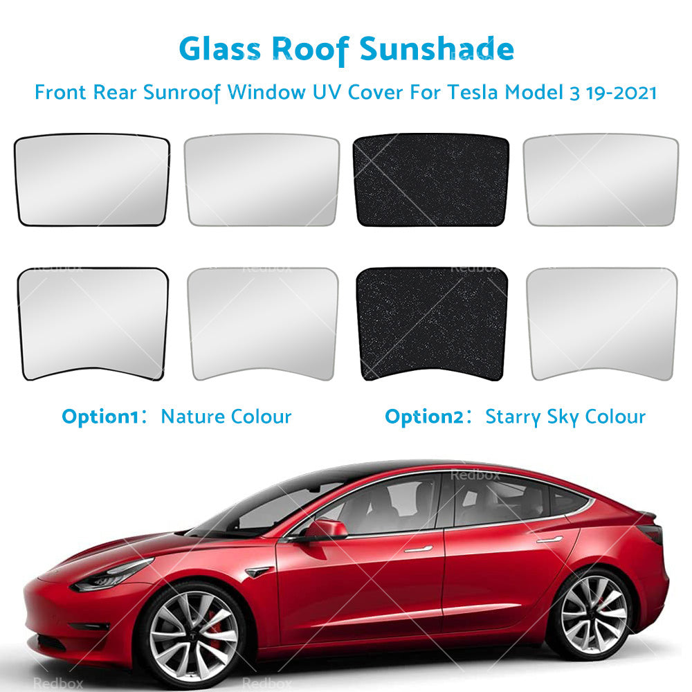 For Tesla Model 3 Glass Roof Sunshade Front Rear Sunroof Window UV Cover 19-2021