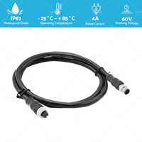 5-Core Black Female Straight Head to Male Straight Head 1m NMEA2000 Drop Cable