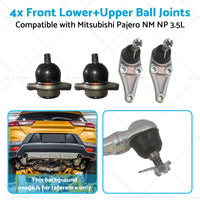 4x Front LowerUpper Ball Joints Suitable for Mitsubishi Pajero NM NP 3. 5L 00-11