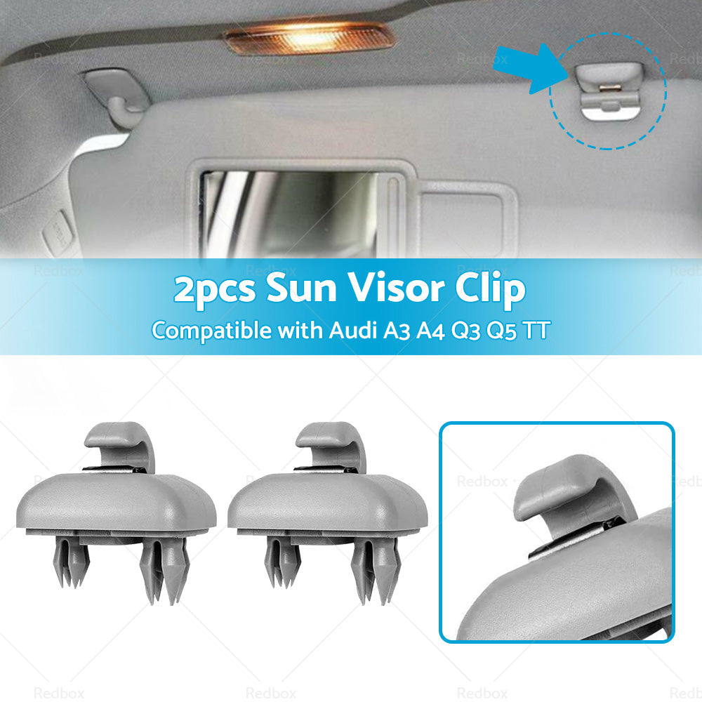 2PCS Sun Visor Clip Holder Hook Bracket Suitable for Audi A3 A4 Q3 Q5 TT Grey