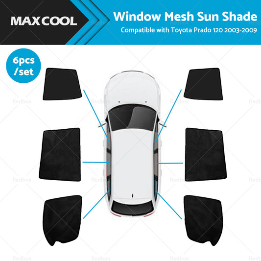 6x Foldable  Window Mesh Sun Shade Suitable For Toyota Prado 120 2003-2009