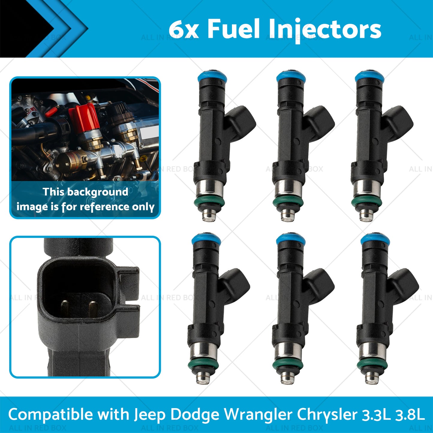 0280158119 6x Fuel Injectors Suitable for Jeep Dodge Wrangler Chrysler 3.3L 3.8L