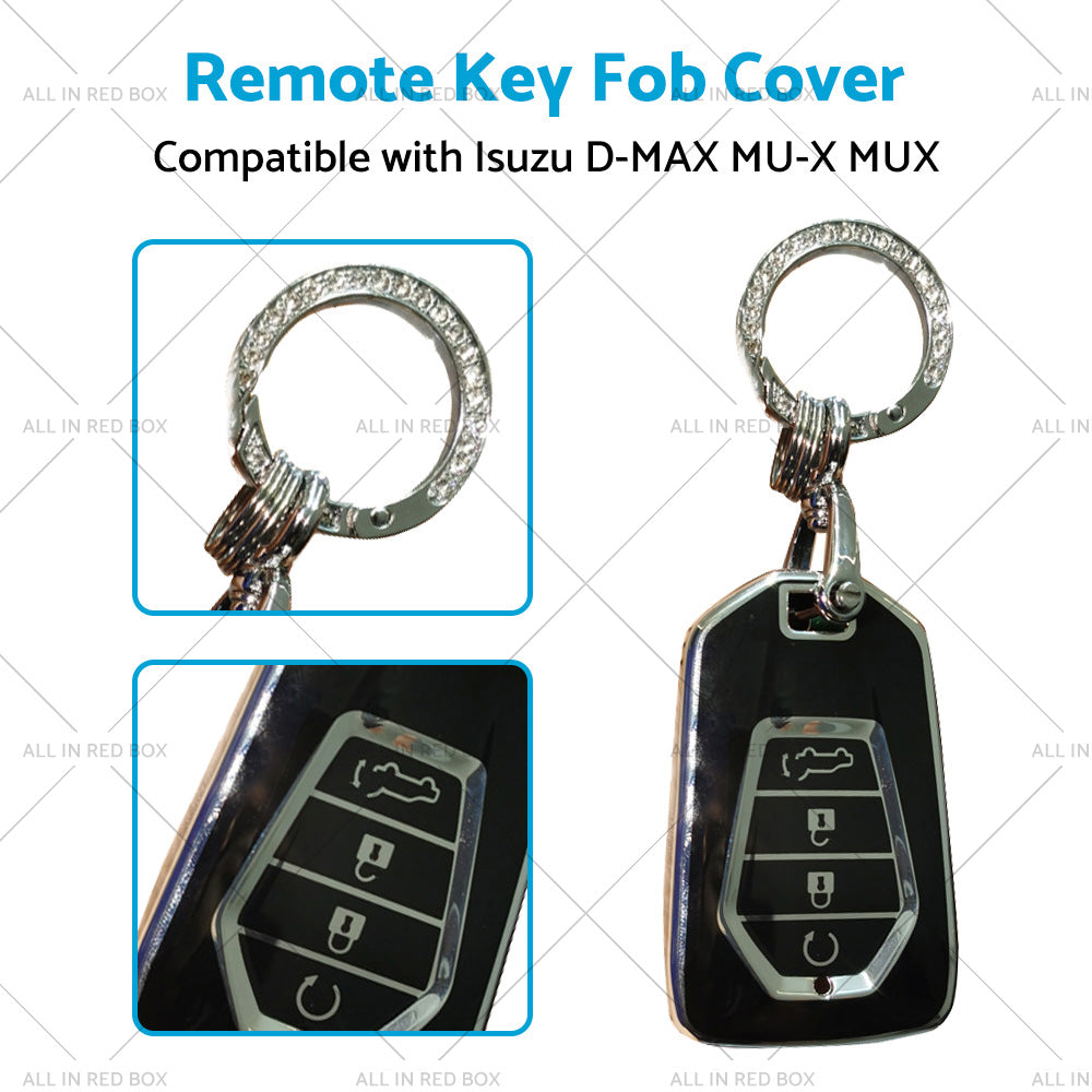 TPU Car Remote Key Fob Cover Suitable for Isuzu D-MAX MU-X MUX 4 Button Black