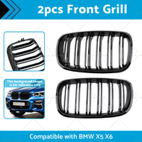 2pc Front Grill Grille Gloss Black Suitable for BMW E70 X5 E71 X6 2007-2013