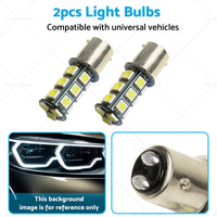 2x 12V BA15D LED 18 SMD Cool  White Light Globes 5050 For Caravan Car