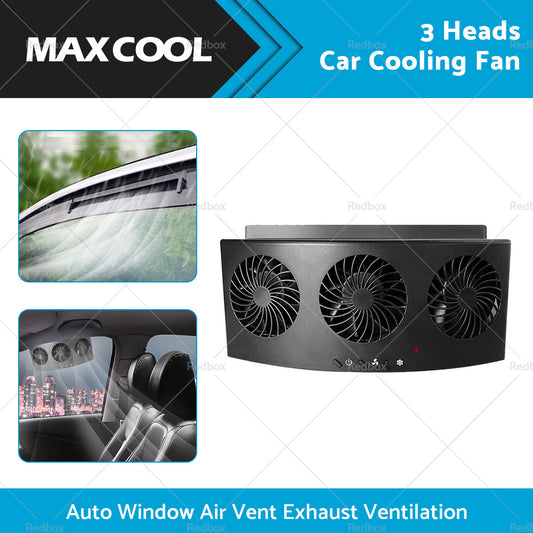 Car Exhaust Window Fan Cooler Air Vent Cooling Fans Ventilator 3Heads Adjustable