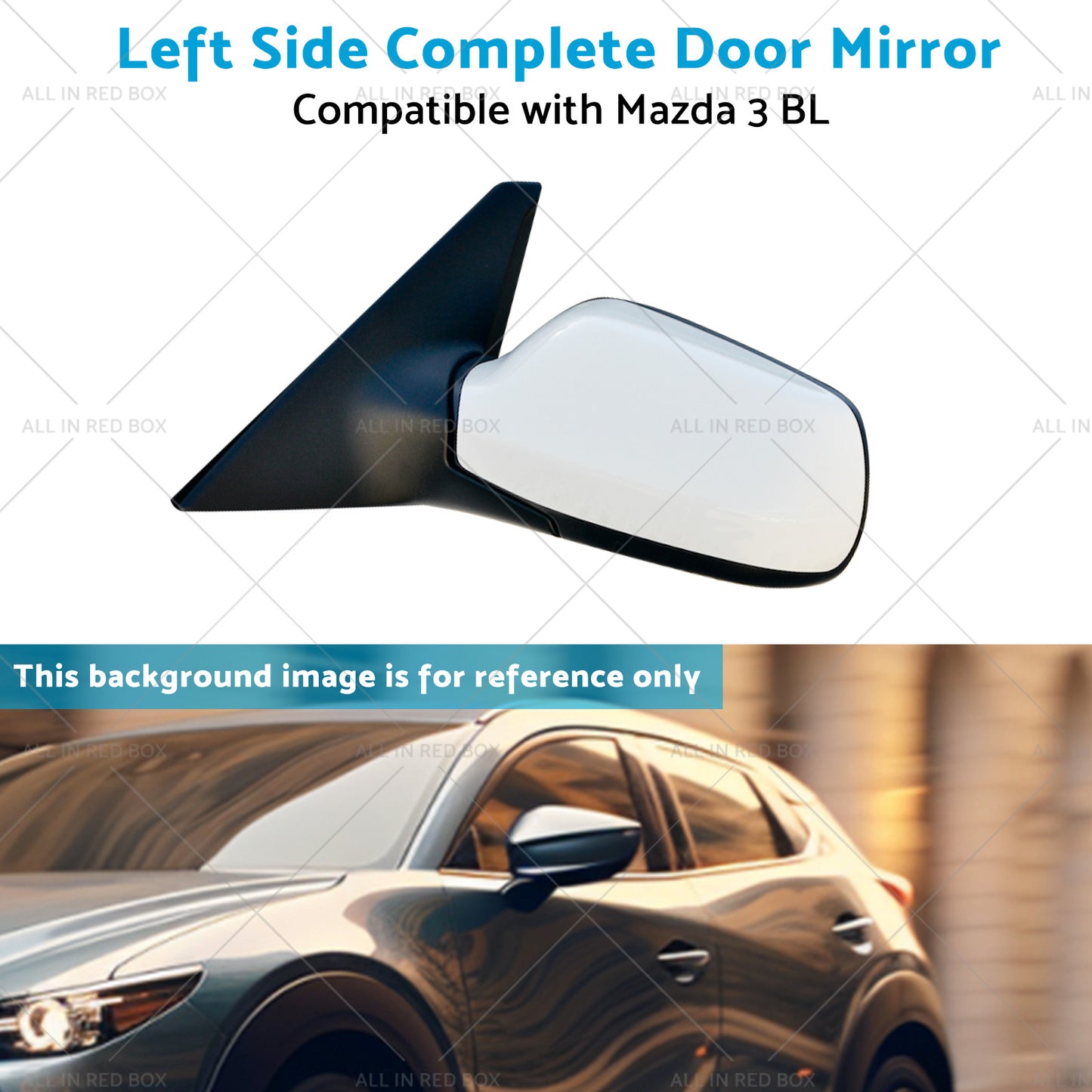 Left Door Mirror Suitable for Mazda 3 BL 2009-2013 NO Indicator Pearl White