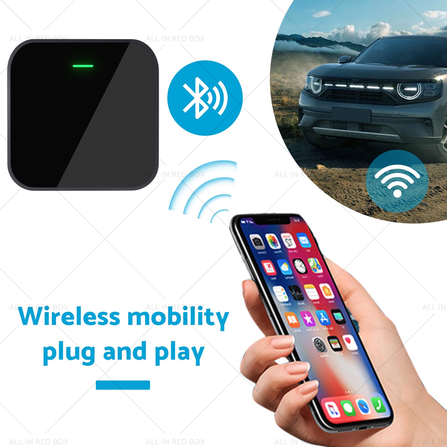 Bluetooth USB Wireless Receiver Black Suitable for Apple CarPlay Adapter