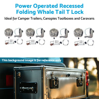 4 Set Chrome Power Operated Recessed Folding Whale Tail T-Lock Handle Toolbox