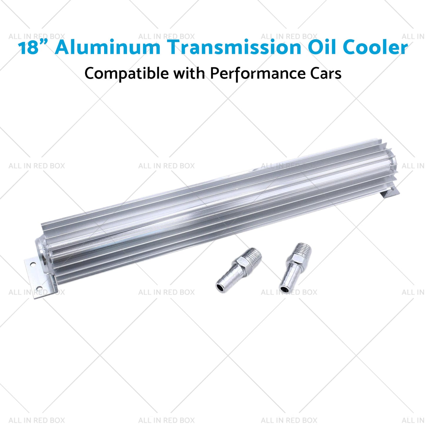 Universal 18inch Dual Pass Transmission Trans Cooler with 1 4inch NPT Fitting Aluminum