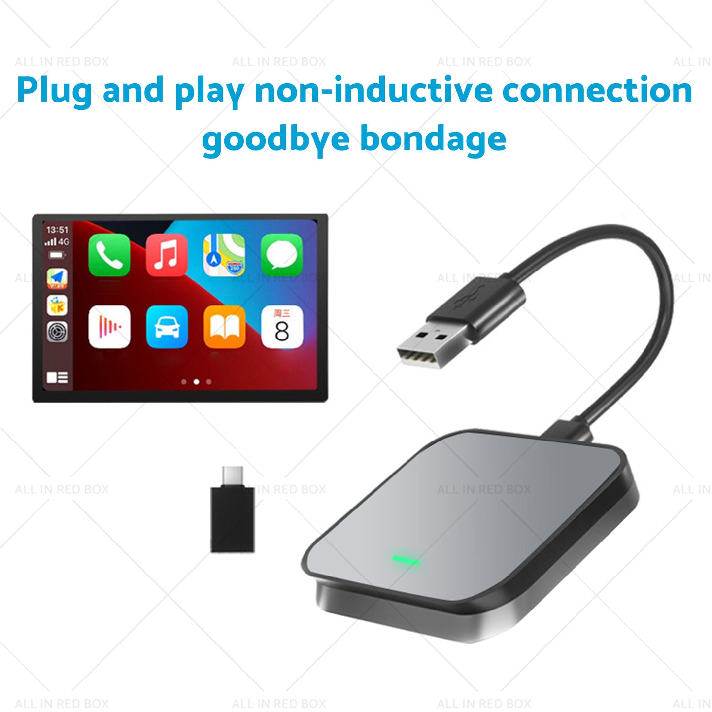 Gray Bluetooth USB Wireless Receiver Suitable for Apple CarPlay Adapter