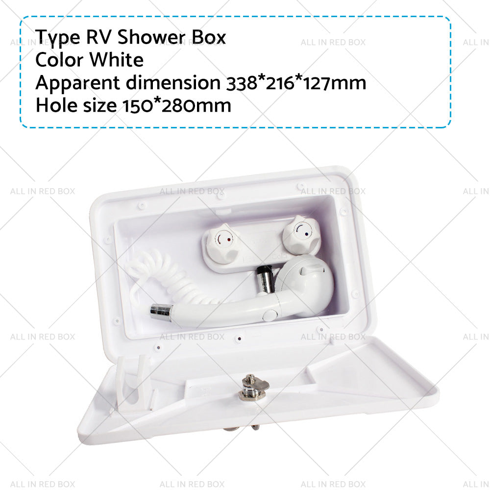 1 Set External RV Caravan Shower Box Exterior Faucet Camper Trailer Boat White